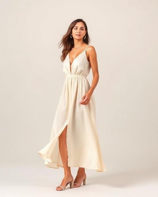 Cream Silk Midi Dress