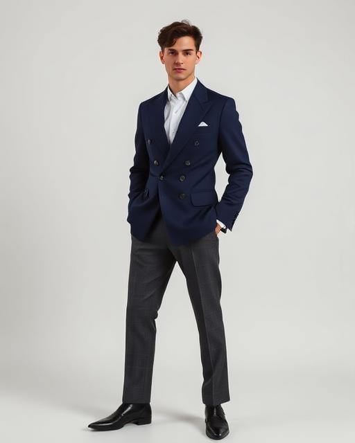 Navy Double-Breasted Blazer