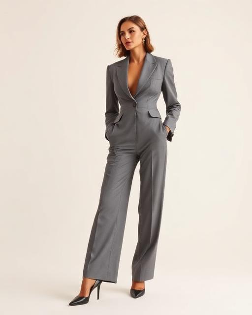 Structured Grey Power Suit